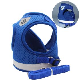 dog Harnesses and dog leash set; Pet Chest Strap Vest Dog Towing Rope Reflective Breathable Dog Rope Pet Supplies Wholesale (Specification (L * W): M, colour: Blue)