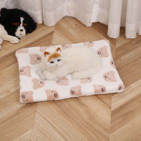 Pet Mat Warm Blanket Cartoon Double-sided Kennel (Option: White Bear-Mat 60x80cm)