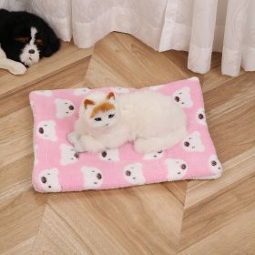 Pet Mat Warm Blanket Cartoon Double-sided Kennel (Option: Pink Bear-Mat 80x100cm)